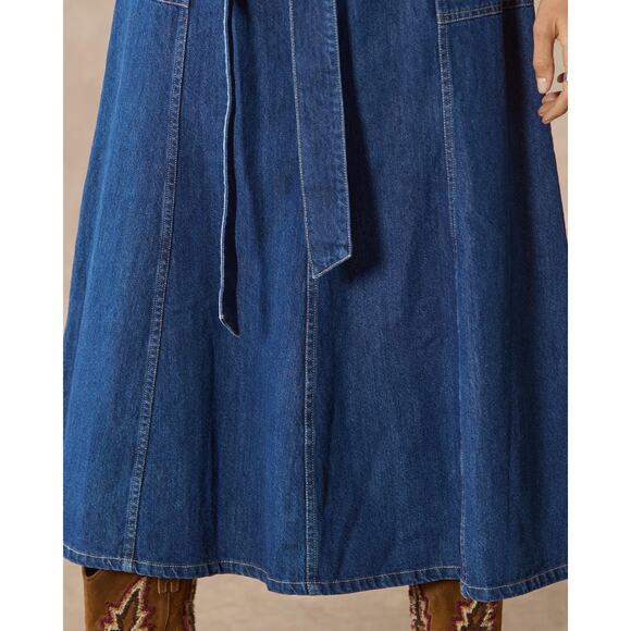 Sundance Poppy Denim Maxi Dress in Light Wash, size 8 Western Coastal Cowgirl - Picture 6 of 15